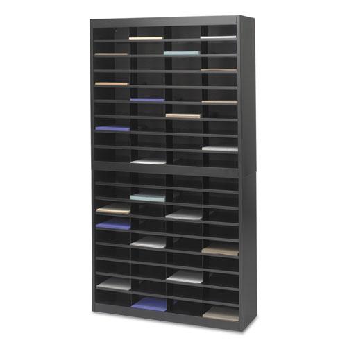 Steel/Fiberboard E-Z Stor Sorter, 72 Compartments, 37.5 x 12.75 x 71, Black. Picture 3