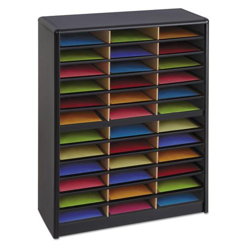 Steel/Fiberboard Literature Sorter, 36 Compartments, 32.25 x 13.5 x 38, Black. Picture 3