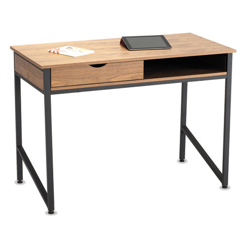 Single Drawer Office Desk, 43 1/4 x 21 5/8 x 30 3/4, Natural/Black. Picture 1