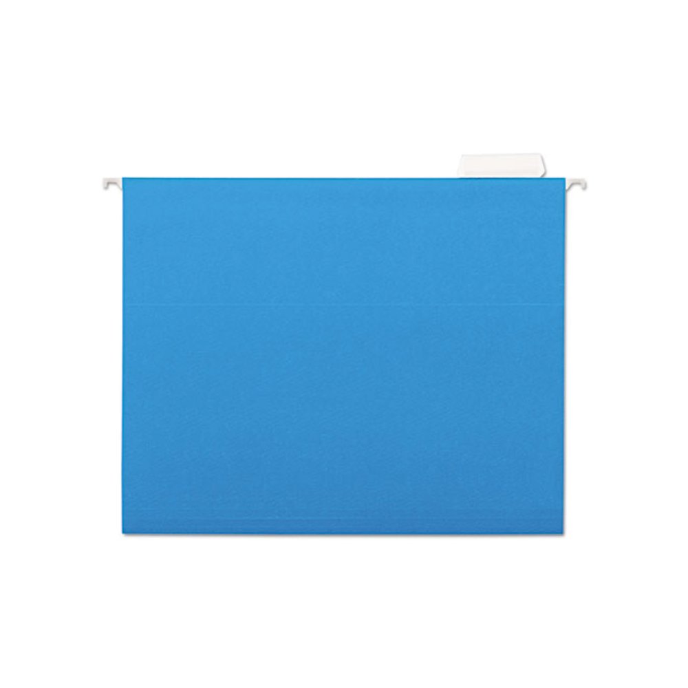 7530013649499, SKILCRAFT Hanging File Folder, Letter Size, 1/5-Cut Tabs, Blue, 25/Box. Picture 1