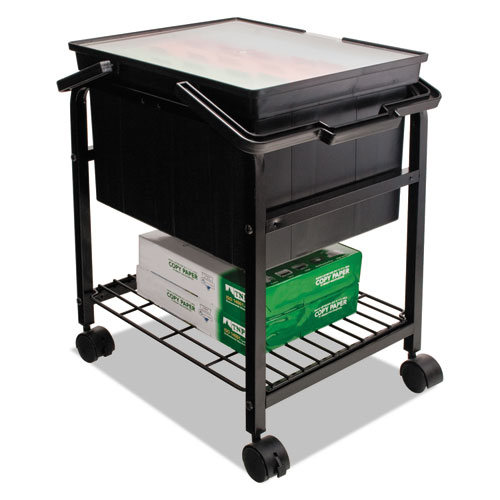 Heavy-Duty File Shuttle, Metal, 1 Shelf, 17.13" x 14.25" x 20", Black. Picture 1