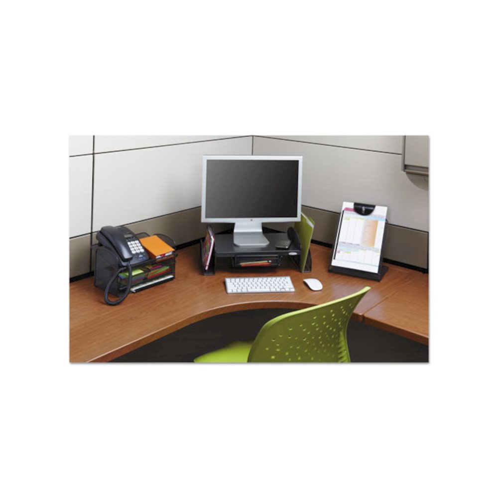 Onyx Mesh Monitor Stand, 19.25" x 11.25" x 6.25", Black. Picture 3