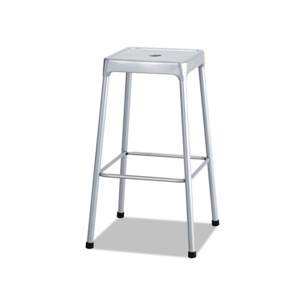 Bar-Height Steel Stool, Backless, Supports Up to 250 lb, 29" Seat Height, Silver. Picture 1