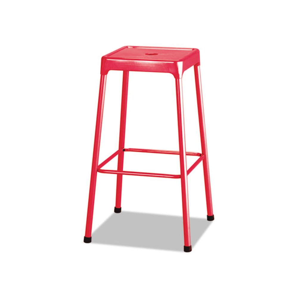 Bar-Height Steel Stool, Backless, Supports Up to 250 lb, 29" Seat Height, Red. Picture 1