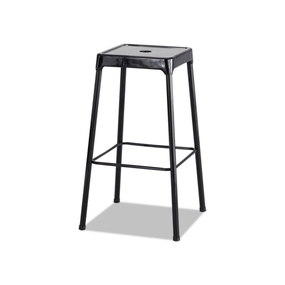 Bar-Height Steel Stool, Backless, Supports Up to 250 lb, 29" Seat Height, Black. Picture 1