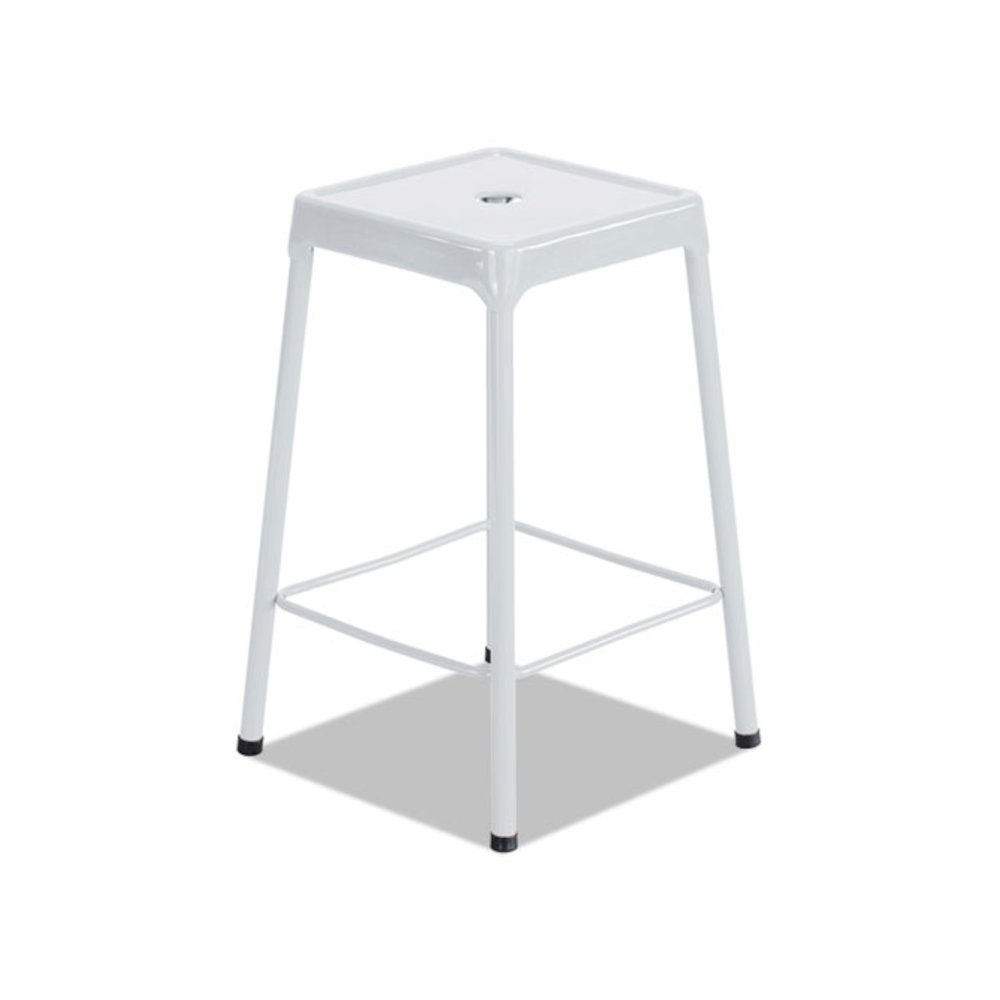 Bar-Height Steel Stool, Backless, Supports Up to 250 lb, 29" Seat Height, White. Picture 1