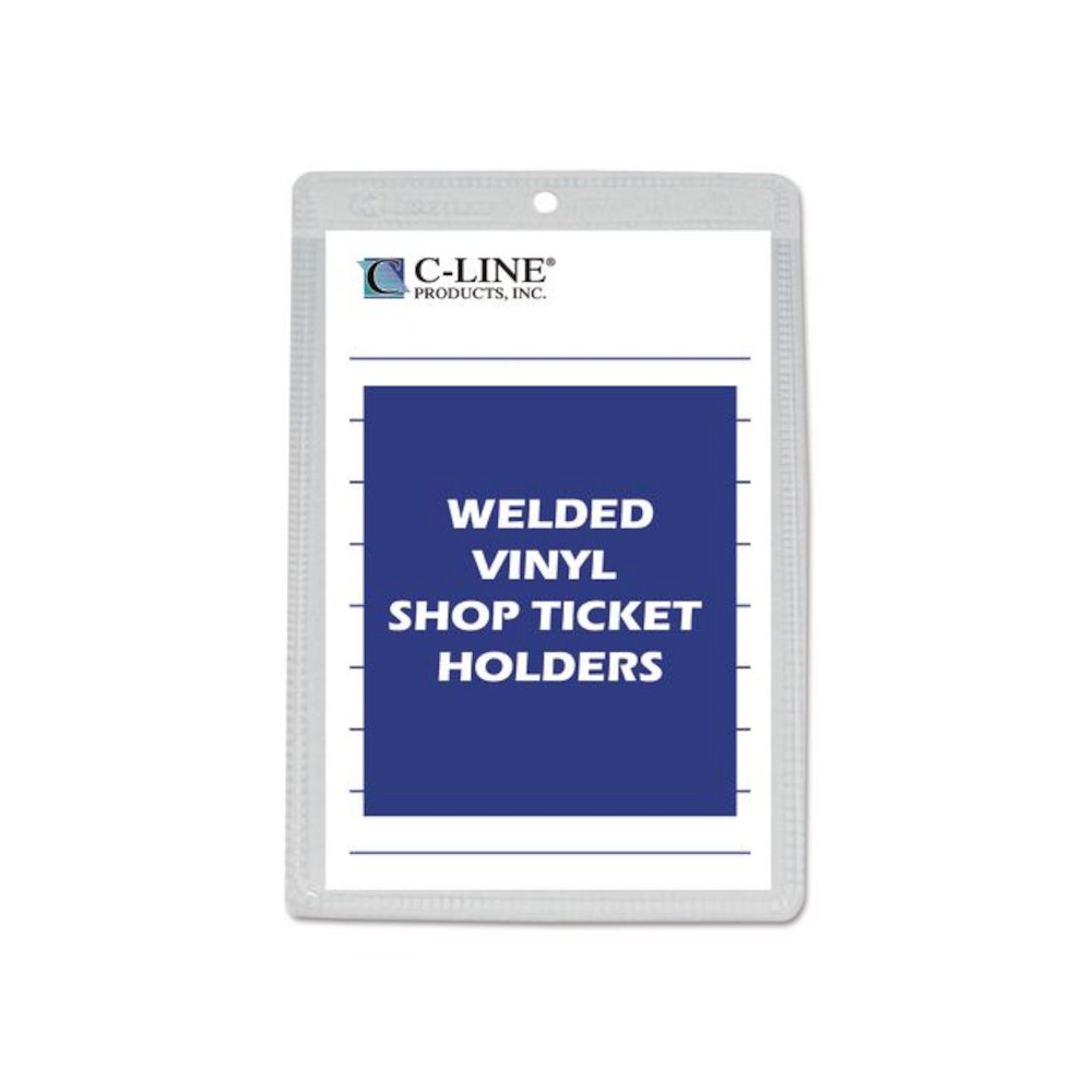 Clear Vinyl Shop Ticket Holders, Super Heavy-Duty, Top Load 5 x 8 Insert, Clear Front, 50/Box. Picture 5