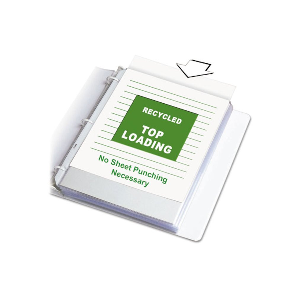 Polypropylene Sheet Protectors, Medium-Duty, Side: 3-Hole Punched, Top Load 8.5 x 11 Insert, Reduced Glare Clear, 100/Box. Picture 2