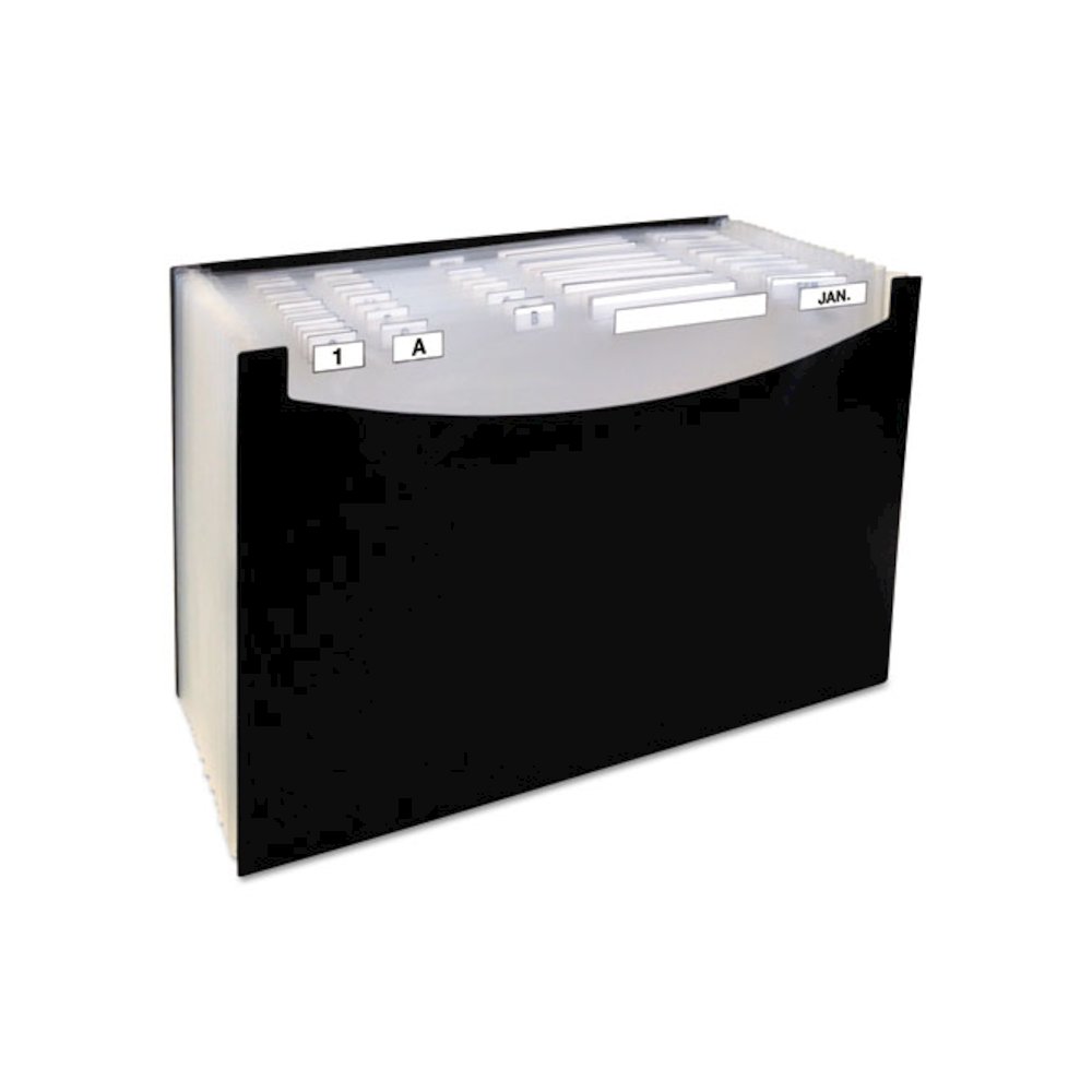 21-Pocket Stand-Up Design Expanding File, 12" Expansion, 21 Sections, 1/5-Cut Tabs, Legal Size, Black. Picture 2