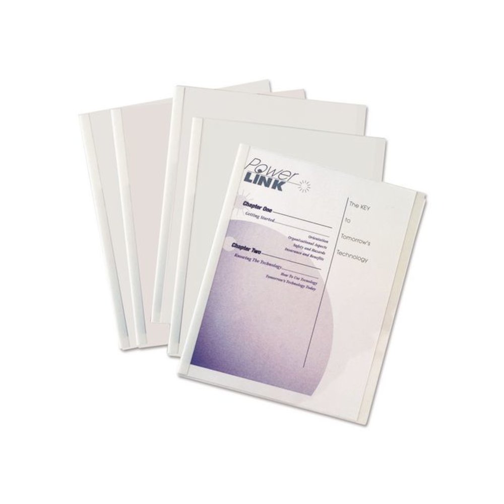 Vinyl Report Covers with Binding Bars, 0.13" Capacity,  8.5 x 11, Clear/Clear, 50/Box. Picture 2