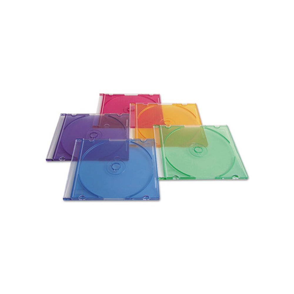 CD/DVD Slim Case, Assorted Colors, 50/Pack. Picture 1