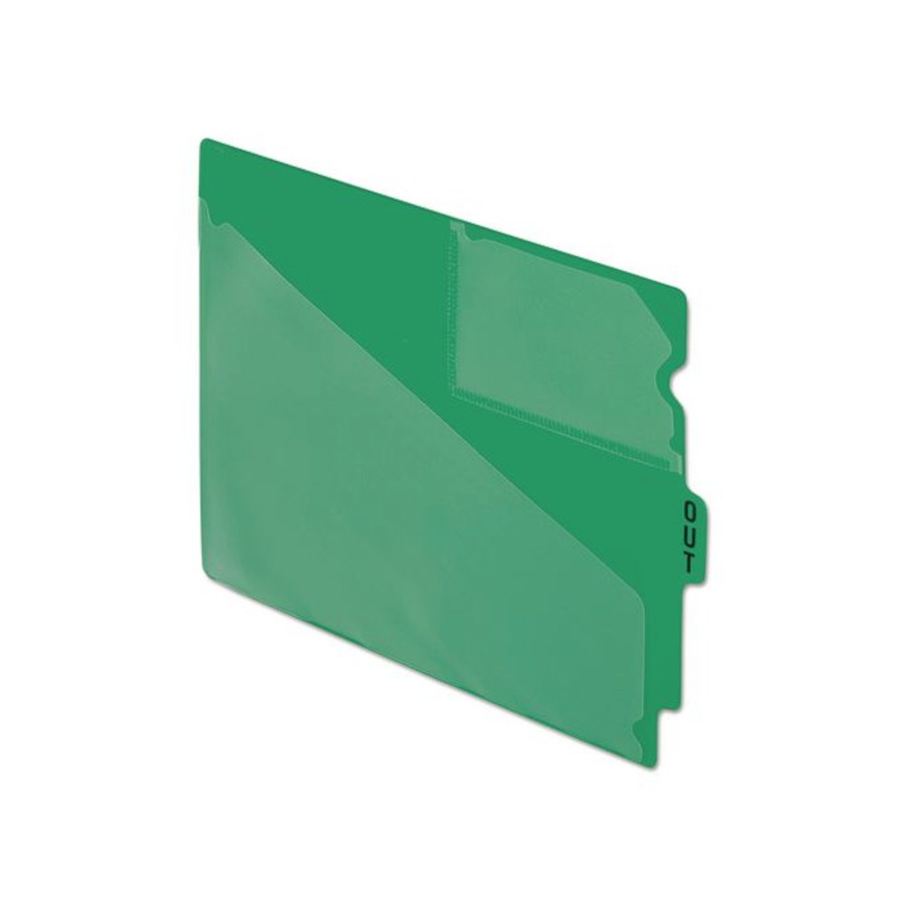 Colored Poly End Tab "Out" Guides, 1/3-Cut: Center Position, For Letter Size Files, Green, 50/Box. Picture 1