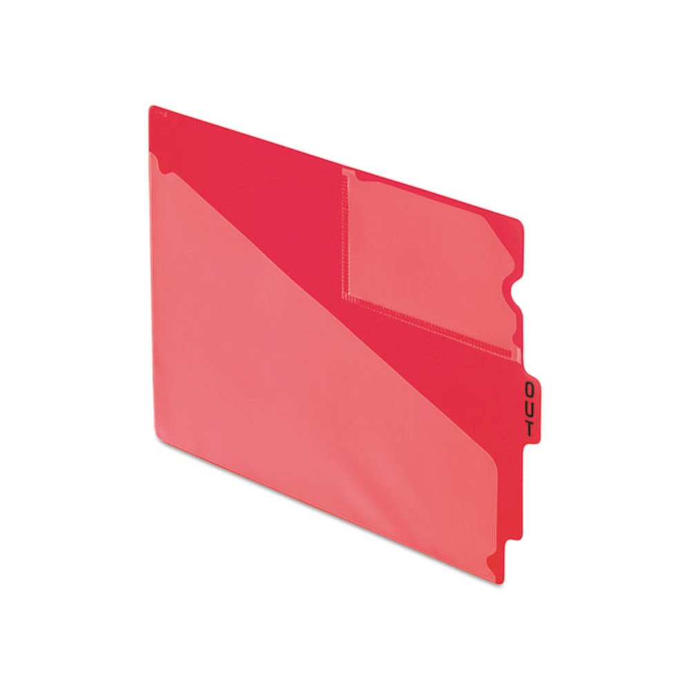 Colored Poly End Tab "Out" Guides, 1/3-Cut: Center Position, For Letter Size Files, Red, 50/Box. Picture 1