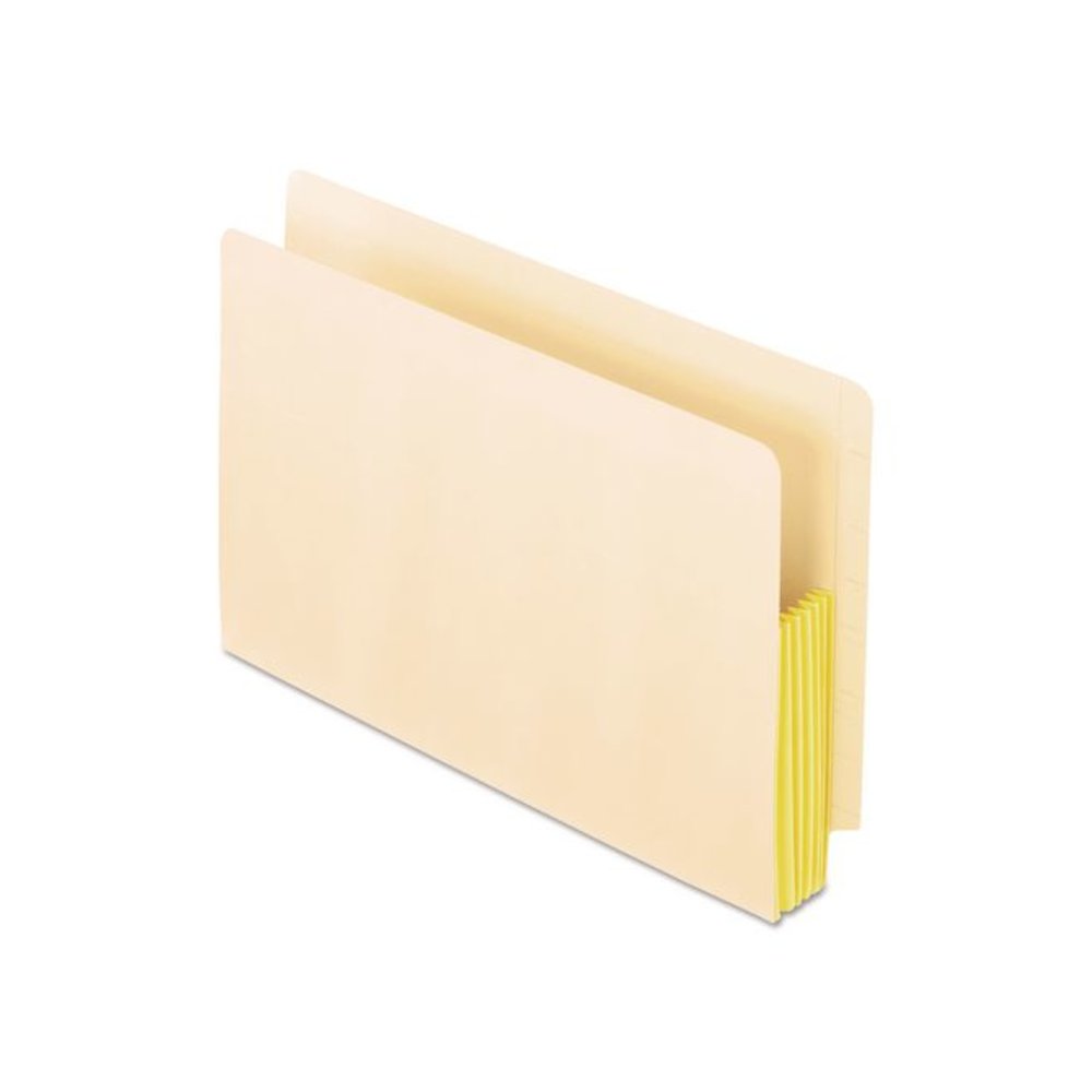 Manila Drop Front Shelf File Pockets with Rip-Proof-Tape Gusset Top, 5.25" Expansion, Legal Size, Manila, 10/Box. Picture 1