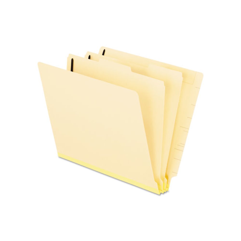 Manila End Tab Classification Folders, Straight Tab, Expands 2", 2 Dividers, 6 Fasteners, Letter Size, Manila, 10/Box. Picture 1