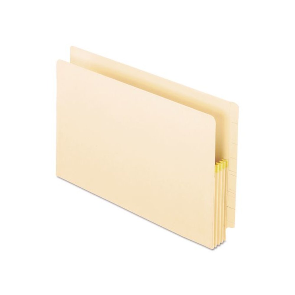 Manila Drop Front Shelf File Pockets with Rip-Proof-Tape Gusset Top, 3.5" Expansion, Legal Size, Manila, 25/Box. Picture 1