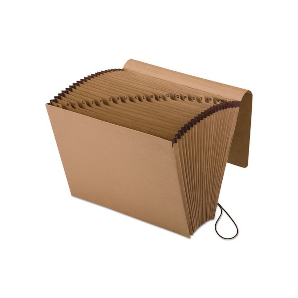 Kraft Indexed Expanding File, 21 Sections, Elastic Cord Closure, 1/21-Cut Tabs, Letter Size, Brown. Picture 1