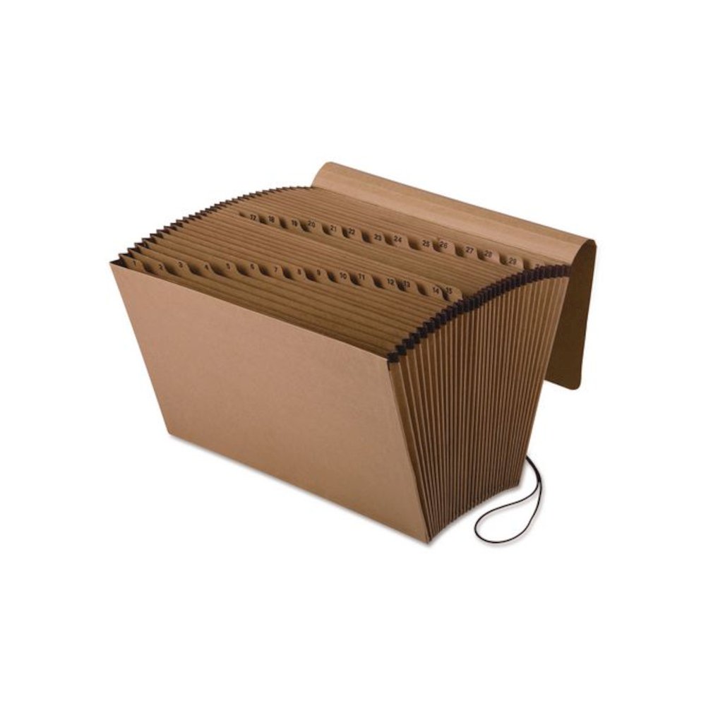 Kraft Indexed Expanding File, 31 Sections, Elastic Cord Closure, 1/15-Cut Tabs, Legal Size, Brown. Picture 1