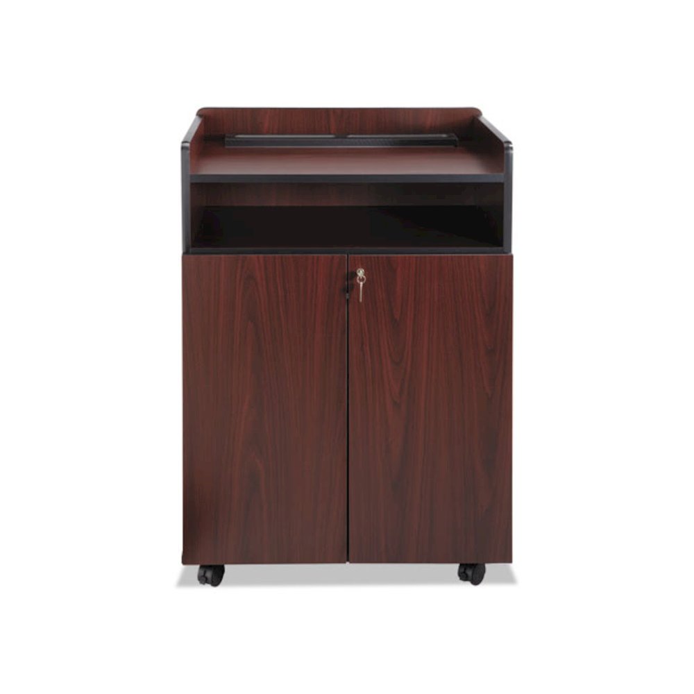 Executive Mobile Presentation Stand, 29.5 x 20.5 x 40.75, Mahogany. Picture 6