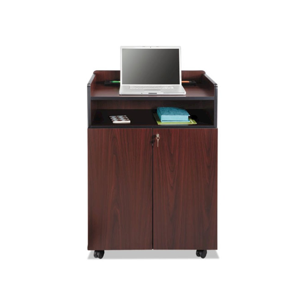Executive Mobile Presentation Stand, 29.5 x 20.5 x 40.75, Mahogany. Picture 5