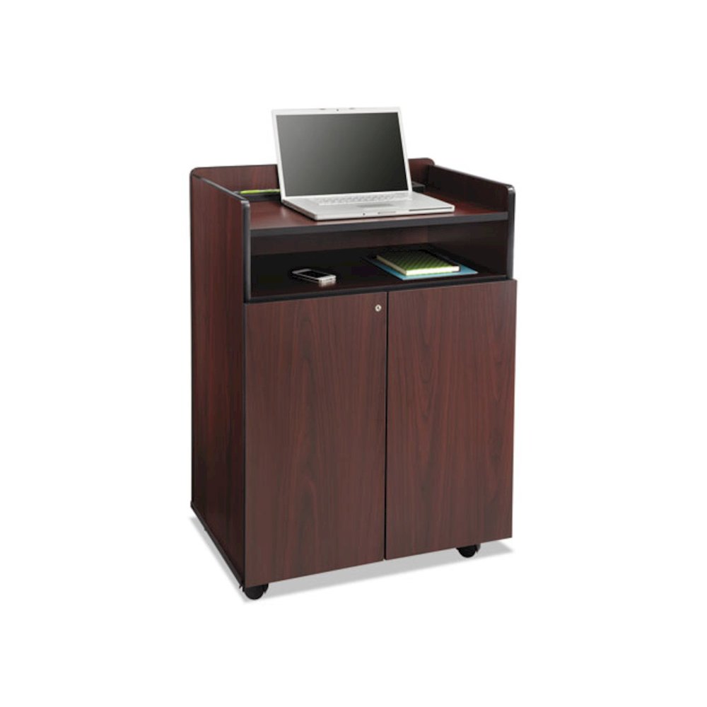 Executive Mobile Presentation Stand, 29.5 x 20.5 x 40.75, Mahogany. Picture 4