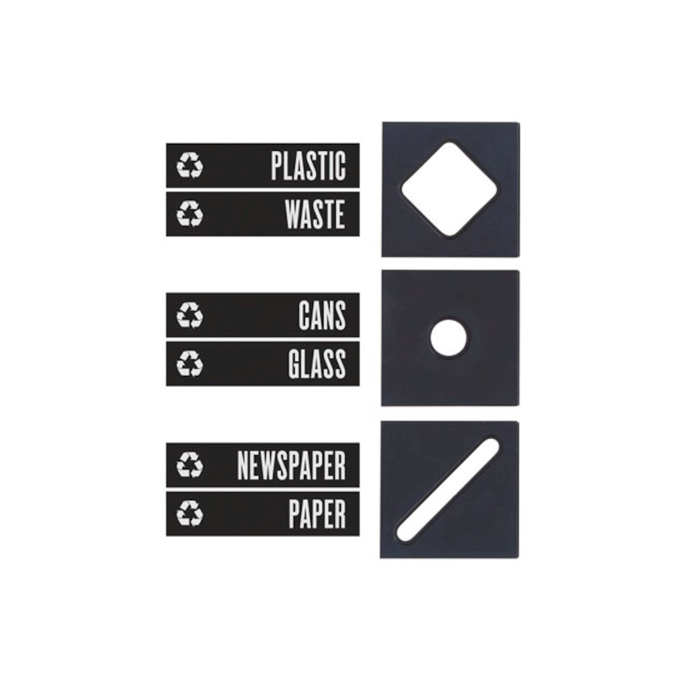 Public Square Recycling Container Lid, Square Opening, 15.25w x 15.25d x 2h, Black. Picture 3