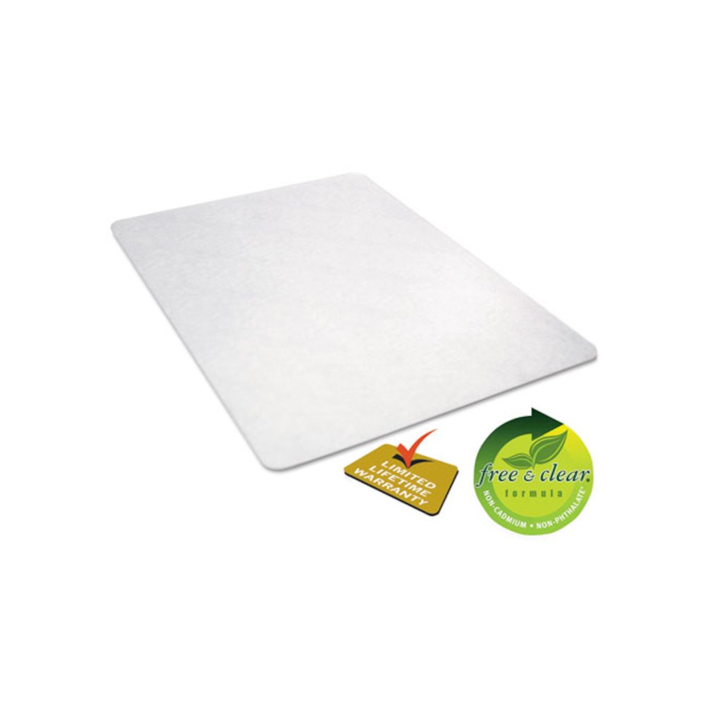 EconoMat Non-Studded All Day Use Chair Mat for Hard Floors, Rectangular, 45" x 53", Clear, Ships Rolled. Picture 5
