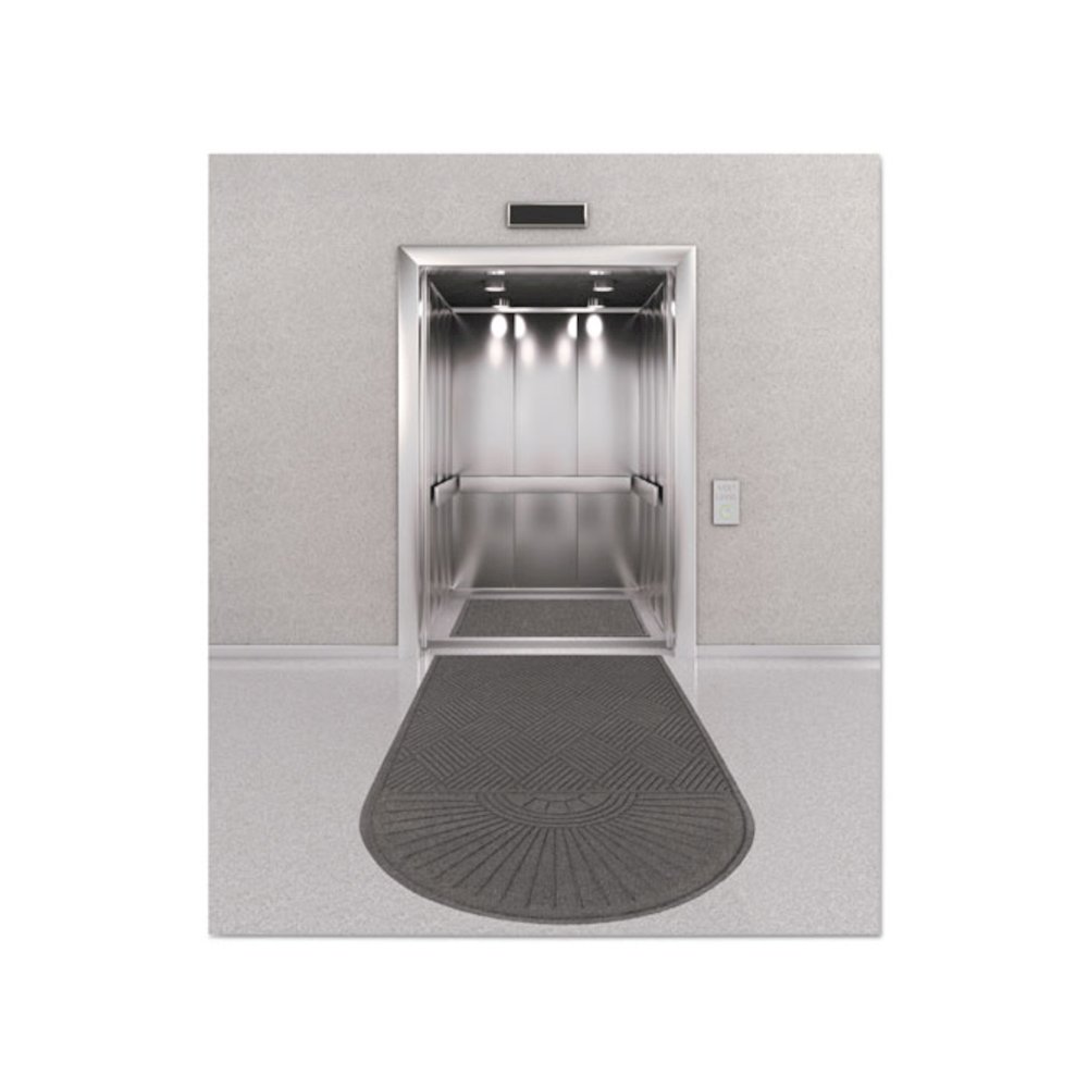 EcoGuard Diamond Floor Mats, Rectangular with Single Fan, Charcoal Gray Carpeted Surface, 96" x 48". Picture 4