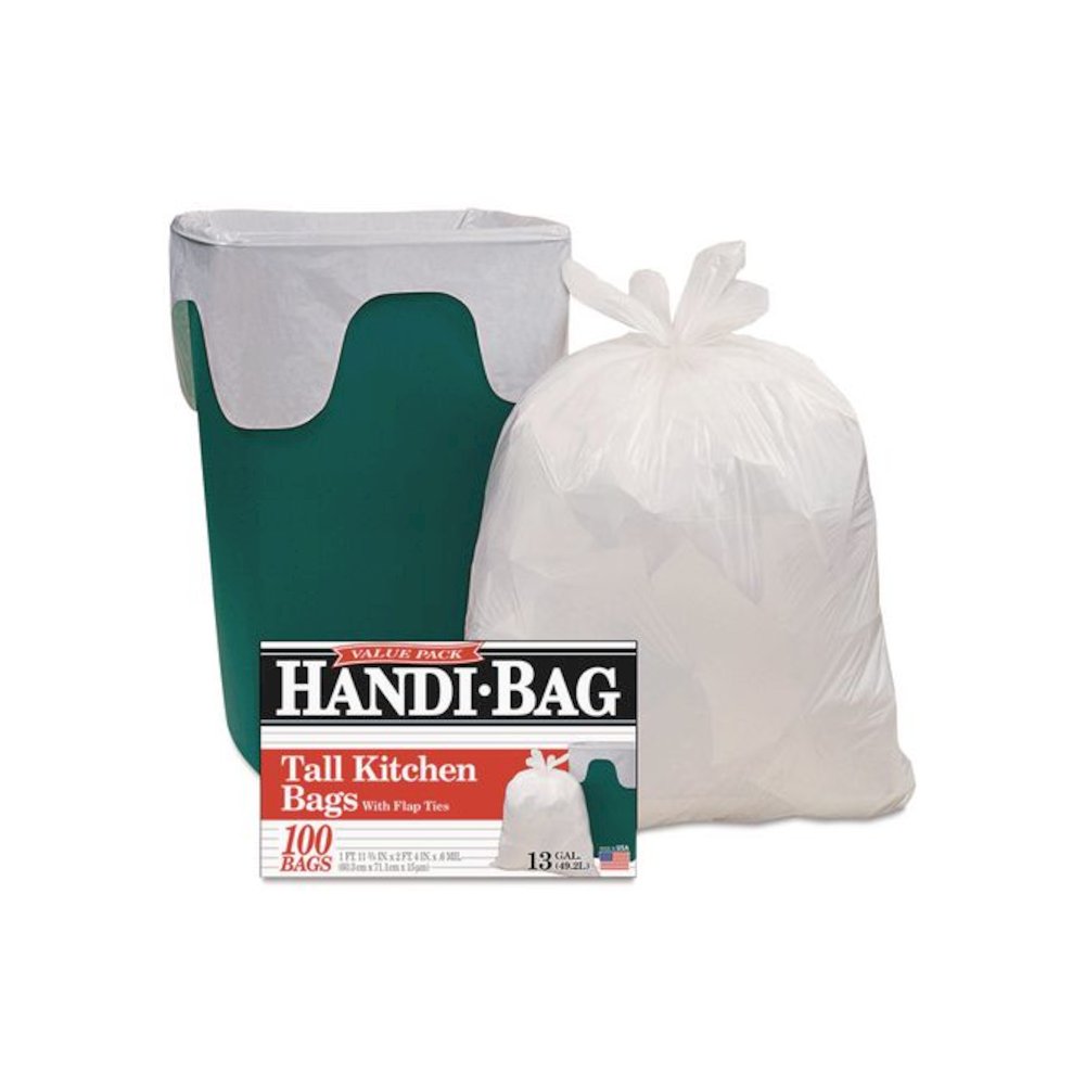 Super Value Pack Can Liners, 13 gal, 0.6 mil, 23.75" x 28", White, 100 Bags/Box, 6 Boxes/Carton. Picture 1