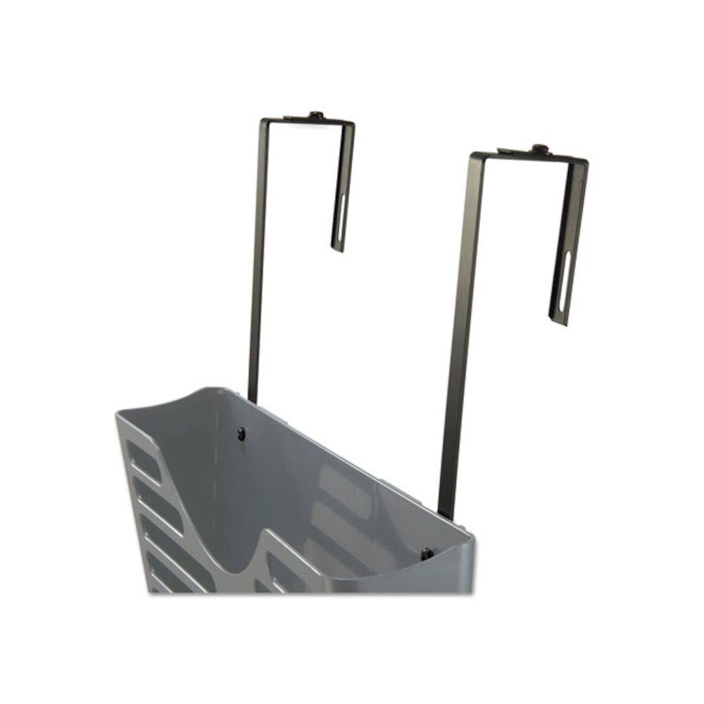 Recycled Plastic Cubicle Triple File Pocket, Cubicle Pins Mount, 13.5 x 4.75 x 28, Charcoal, 3/Pack. Picture 4