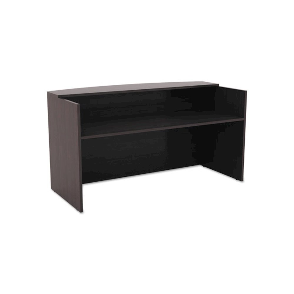 Alera Valencia Series Reception Desk with Transaction Counter, 71" x 35.5" x 29.5" to 42.5", Espresso. Picture 1