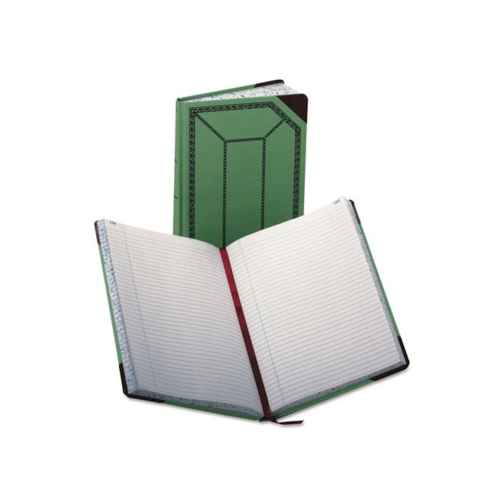 Account Record Book, Record-Style Rule, Green/Black/Red Cover, 12.13 x 7.44 Sheets, 300 Sheets/Book. Picture 1