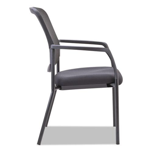 Alera Elusion Series Mesh Back Stacking Guest Chair, 26" x 25.6" x 36.2", Black Seat, Black Back, Black Base. Picture 6