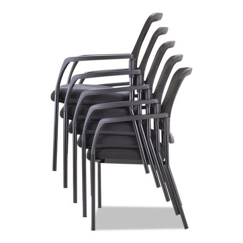 Alera Elusion Series Mesh Back Stacking Guest Chair, 26" x 25.6" x 36.2", Black Seat, Black Back, Black Base. Picture 9