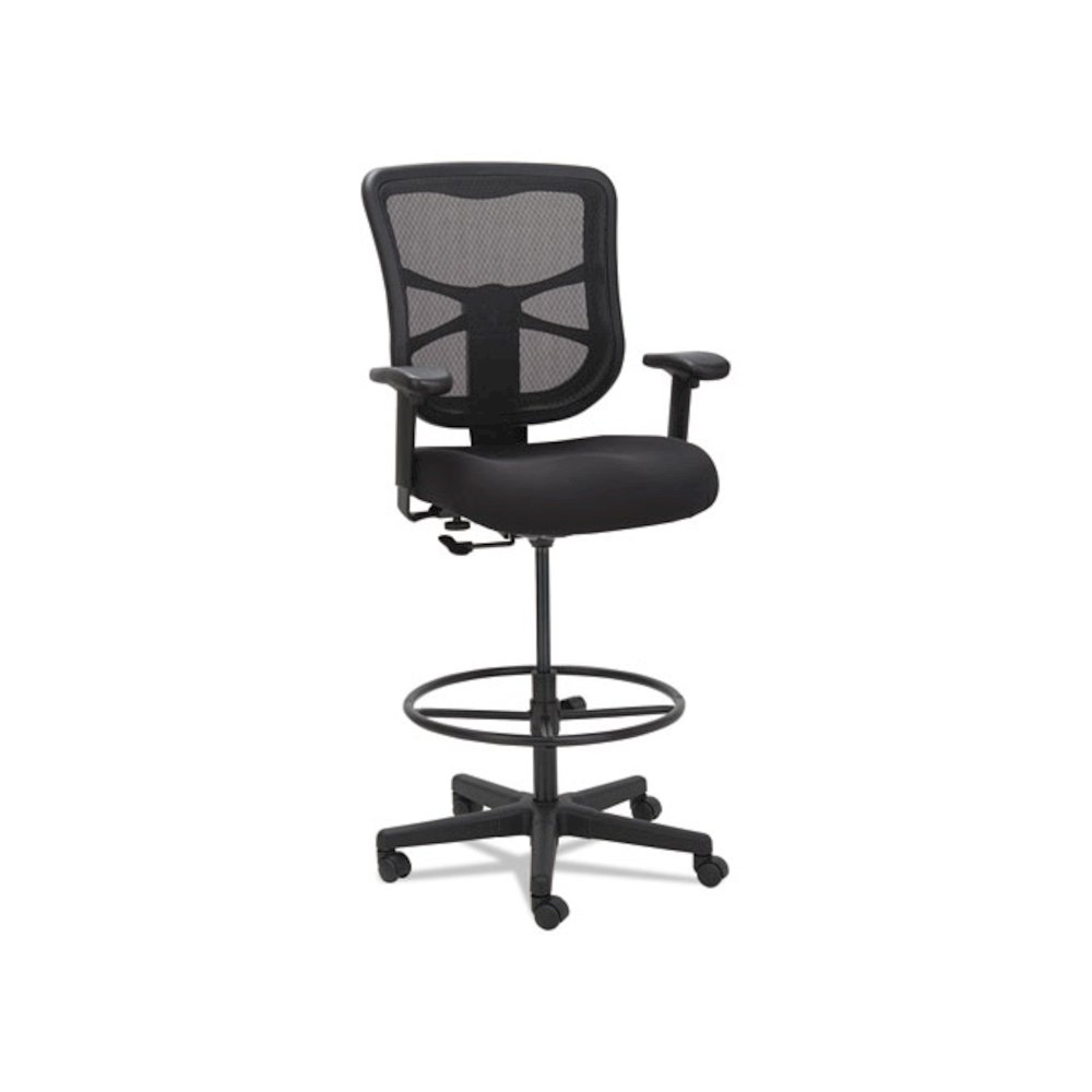 Alera Elusion Series Mesh Stool, Supports Up to 275 lb, 22.6" to 31.6" Seat Height, Black. Picture 1