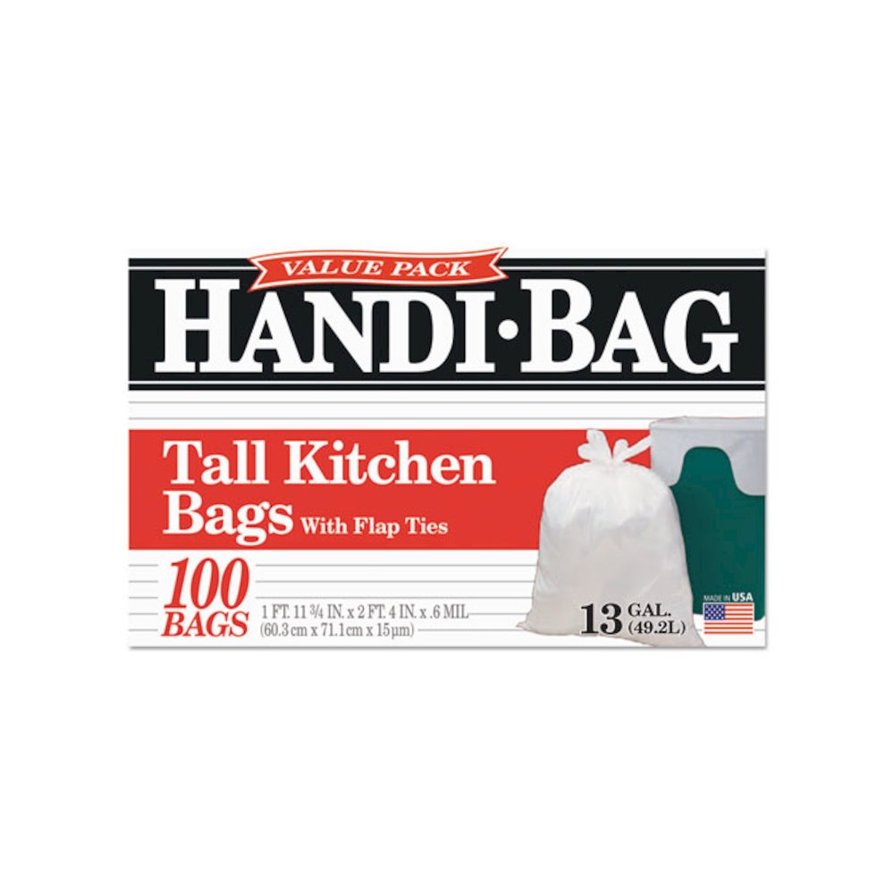 Super Value Pack Can Liners, 13 gal, 0.6 mil, 23.75" x 28", White, 100 Bags/Box, 6 Boxes/Carton. Picture 2