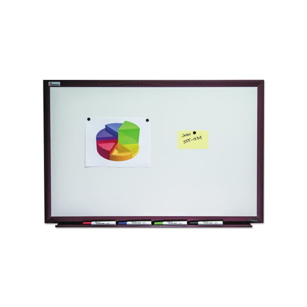 7110016305170, SKILCRAFT Magnetic Porcelain Dry Erase Board, 72" x 48", White Surface, Natural Mahogany Frame. Picture 1