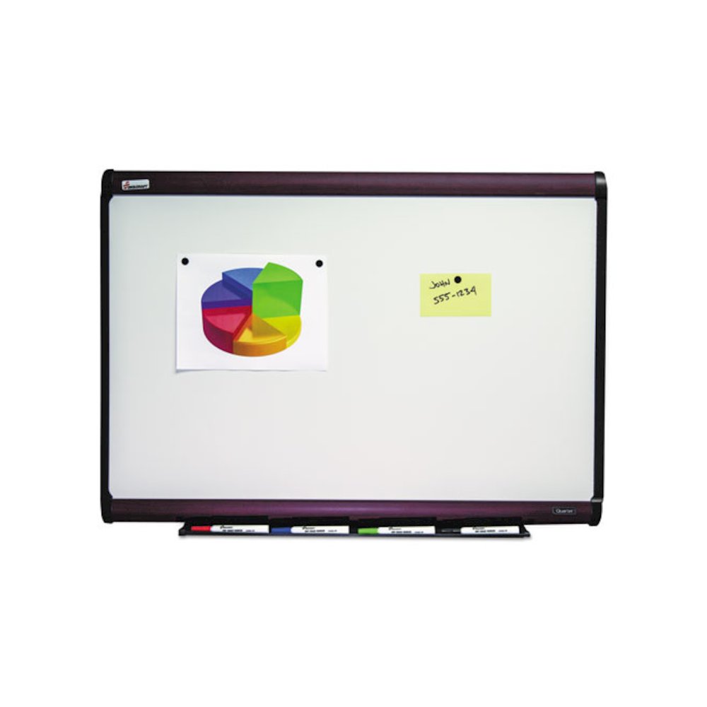 7110016305166, SKILCRAFT Magnetic Porcelain Dry Erase Board, 72" x 48", White Surface, Natural Mahogany Frame. Picture 1