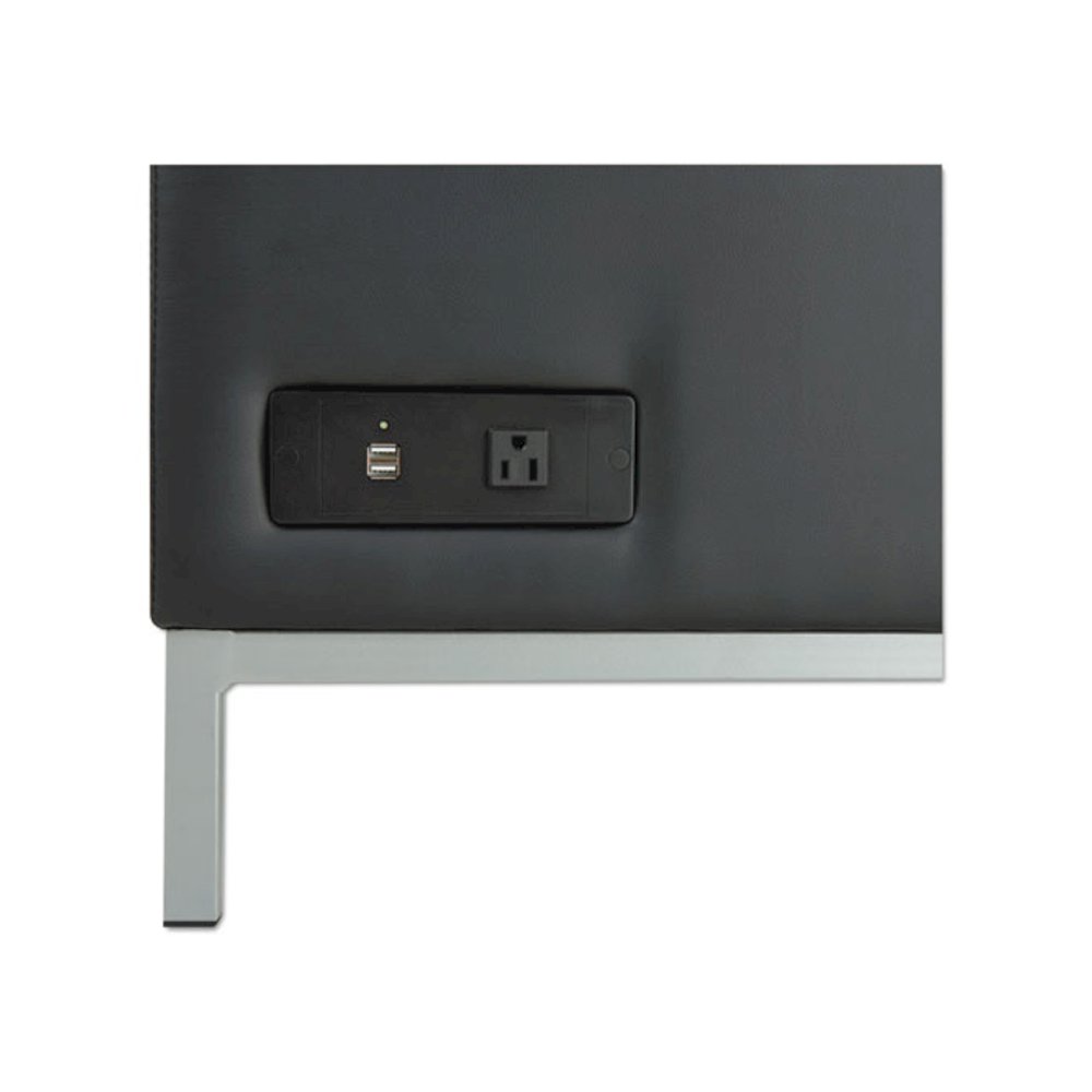 Alera QUB Series Armless L Sectional, Charging Station Center Seat, AC Outlet, (2) USB Ports, 26.38" x 26.38" x 30.5", Black. Picture 2
