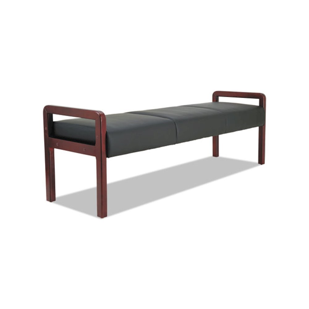 Alera Reception Lounge WL Series Three-Seat Bench, 65.75" x 22.25" x 22.88", Black Seat, Mahogany Base. Picture 5