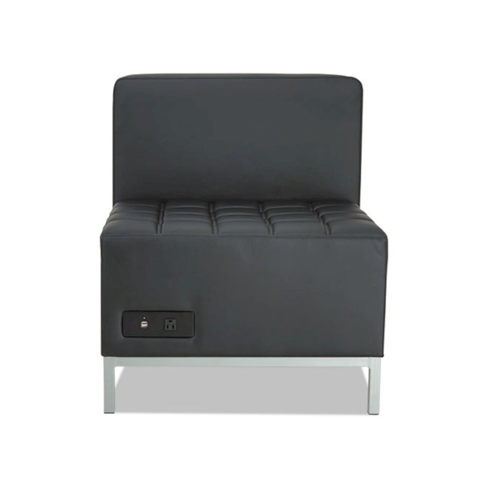 Alera QUB Series Armless L Sectional, Charging Station Center Seat, AC Outlet, (2) USB Ports, 26.38" x 26.38" x 30.5", Black. Picture 4