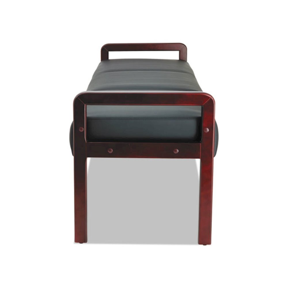 Alera Reception Lounge WL Series Three-Seat Bench, 65.75" x 22.25" x 22.88", Black Seat, Mahogany Base. Picture 2