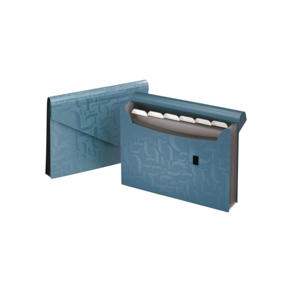 Expanding Poly Files, 3.5" Expansion, 7 Sections, Hook/Loop Closure, 1/6-Cut Tabs, Letter Size, Blue. Picture 1