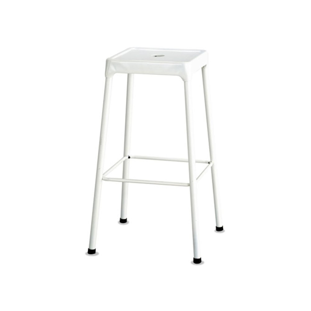 Bar-Height Steel Stool, Backless, Supports Up to 250 lb, 29" Seat Height, White. Picture 2