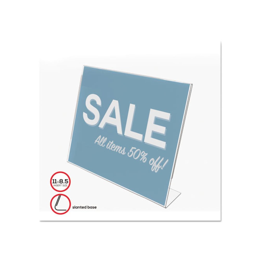 Classic Image Slanted Sign Holder, Landscaped, 11 x 8.5 Insert, Clear. Picture 1