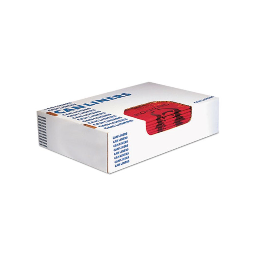 Healthcare Biohazard Printed Can Liners, Biohazard Infectious Waste, 10 gal, 1.3 mil, 24" x 23", Red, Flat Pack, 500/Carton. Picture 1