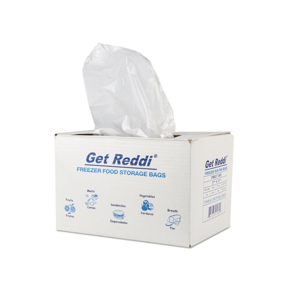 Get Reddi Freezer Food Storage Bags for Full-Size Bun Pans, Includes Twist-Ties, 27" x 37", Natural, 200/Carton. Picture 2
