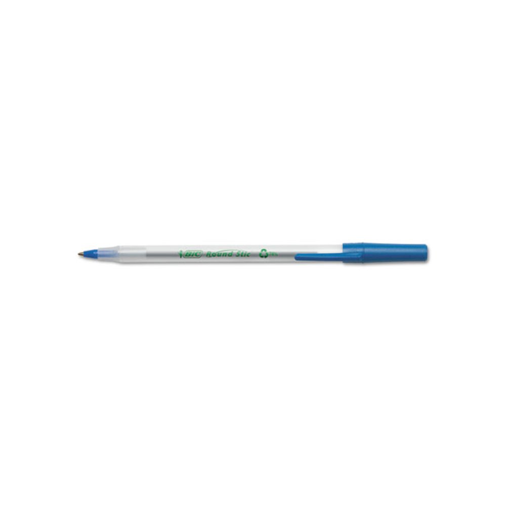 Ecolutions Round Stic Ballpoint Pen Value Pack, Stick, Medium 1 mm, Blue Ink, Clear Barrel, 50/Pack. Picture 3