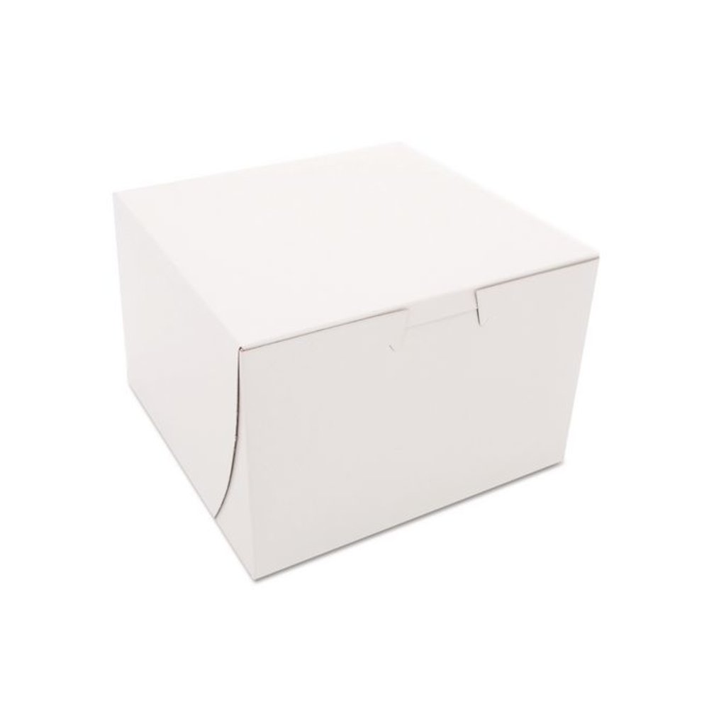 White One-Piece Non-Window Bakery Boxes, 6 x 6 x 4, White, Paper, 250/Bundle. Picture 1