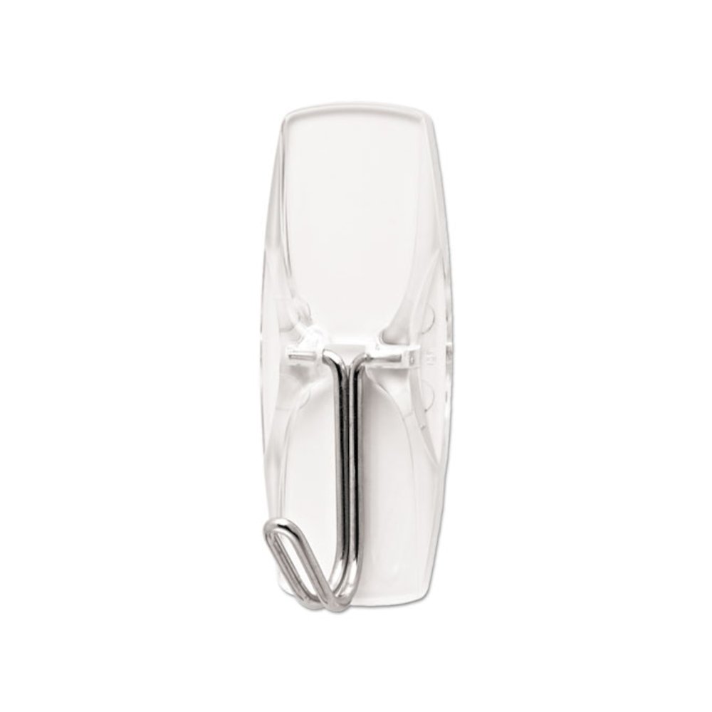 Medium Clear Wire Hooks, Metal Wire, Silver/Clear, Supports 2 lb, 6/Pack. Picture 2